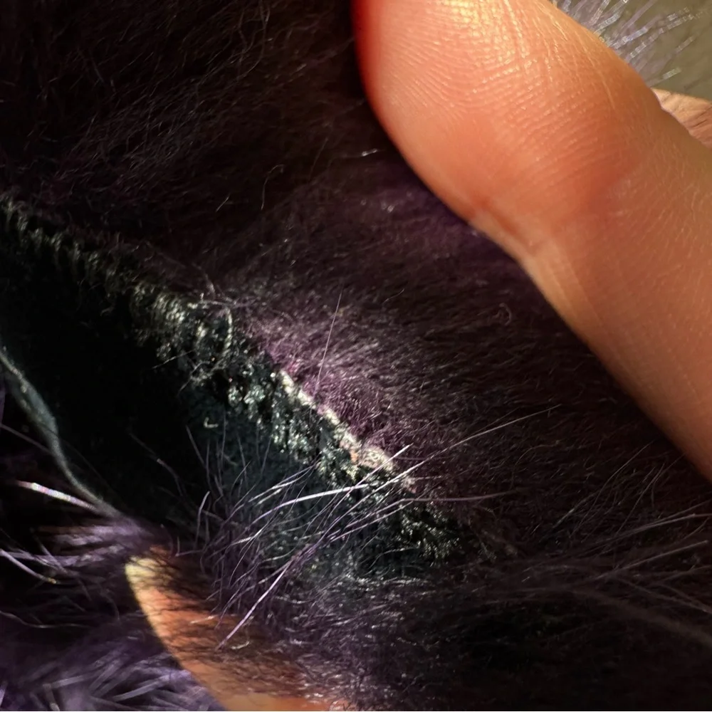 DKNY deep purple long fox fur boa velvet backed super fluffy ?genuine fur? - Picture 8 of 14